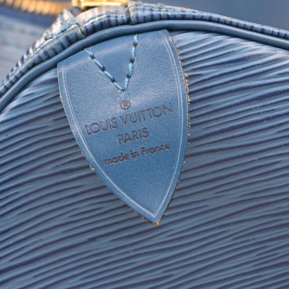 LOUIS VUITTON LV Logo Keepall 55 Travel Hand Bag Epi Leather Blue - Picture 9 of 14